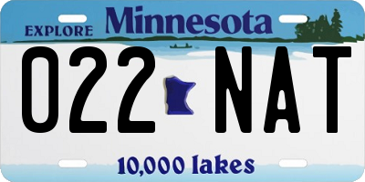 MN license plate 022NAT