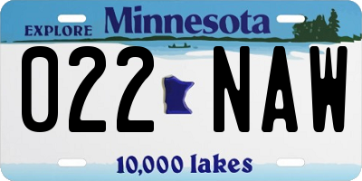 MN license plate 022NAW