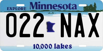 MN license plate 022NAX