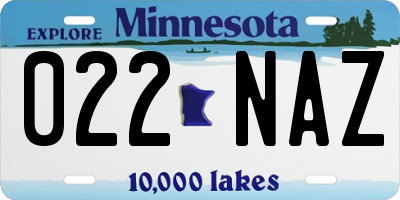 MN license plate 022NAZ