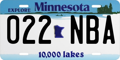 MN license plate 022NBA