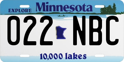 MN license plate 022NBC