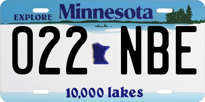 MN license plate 022NBE