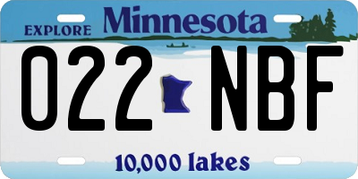 MN license plate 022NBF
