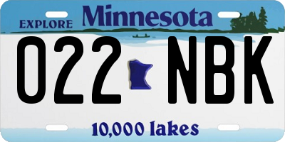 MN license plate 022NBK
