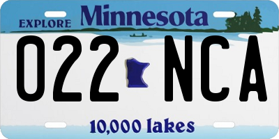 MN license plate 022NCA