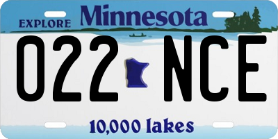 MN license plate 022NCE