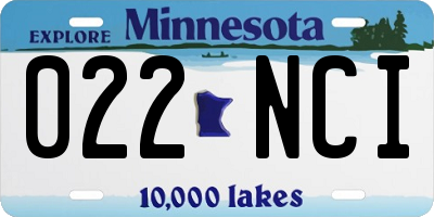 MN license plate 022NCI