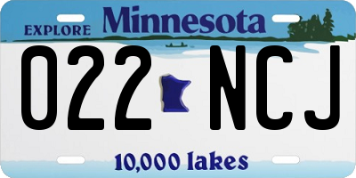 MN license plate 022NCJ