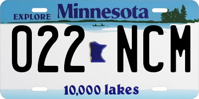 MN license plate 022NCM