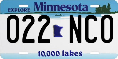 MN license plate 022NCO