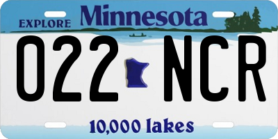 MN license plate 022NCR