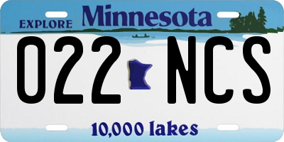 MN license plate 022NCS