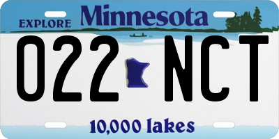 MN license plate 022NCT