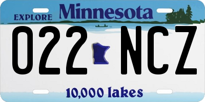 MN license plate 022NCZ