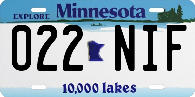 MN license plate 022NIF