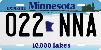 MN license plate 022NNA