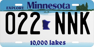 MN license plate 022NNK