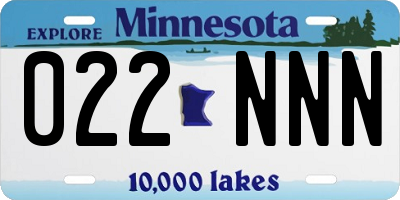 MN license plate 022NNN