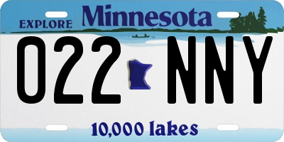 MN license plate 022NNY