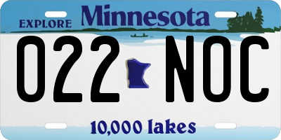 MN license plate 022NOC