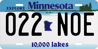 MN license plate 022NOE