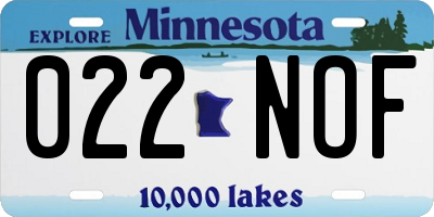 MN license plate 022NOF