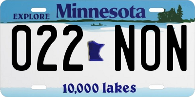 MN license plate 022NON