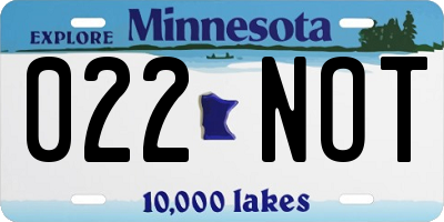 MN license plate 022NOT