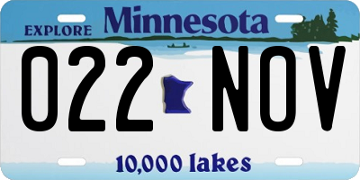 MN license plate 022NOV