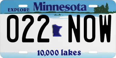 MN license plate 022NOW