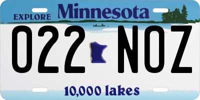 MN license plate 022NOZ