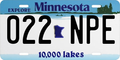 MN license plate 022NPE