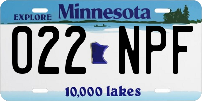 MN license plate 022NPF