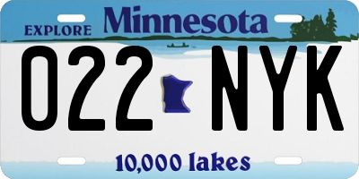 MN license plate 022NYK