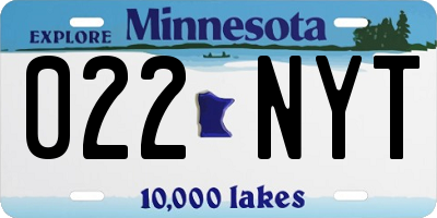 MN license plate 022NYT
