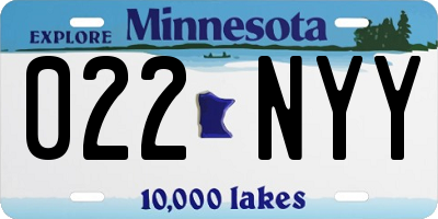 MN license plate 022NYY