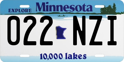 MN license plate 022NZI