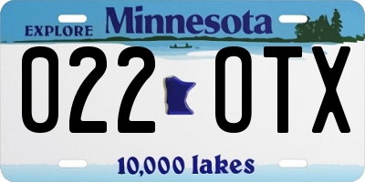 MN license plate 022OTX
