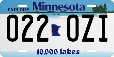 MN license plate 022OZI