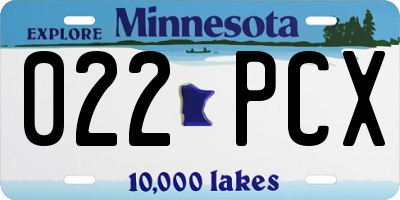 MN license plate 022PCX