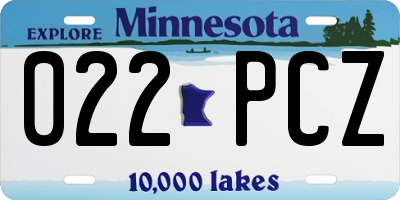 MN license plate 022PCZ