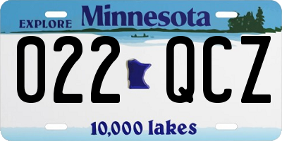 MN license plate 022QCZ
