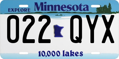 MN license plate 022QYX
