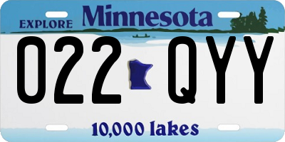 MN license plate 022QYY