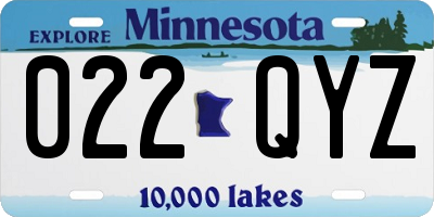 MN license plate 022QYZ
