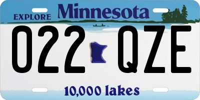 MN license plate 022QZE