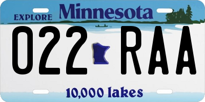 MN license plate 022RAA
