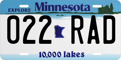 MN license plate 022RAD