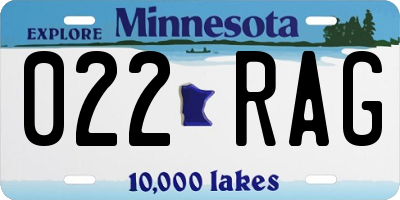 MN license plate 022RAG